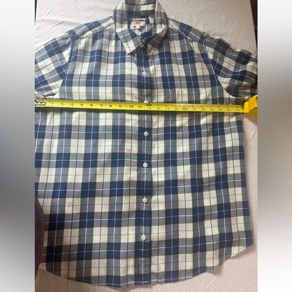 Levi's Womens Boyfriend Fit Plaid Long Sleeve Button Up Shirt Large Blue Cotton - Picture 7 of 12